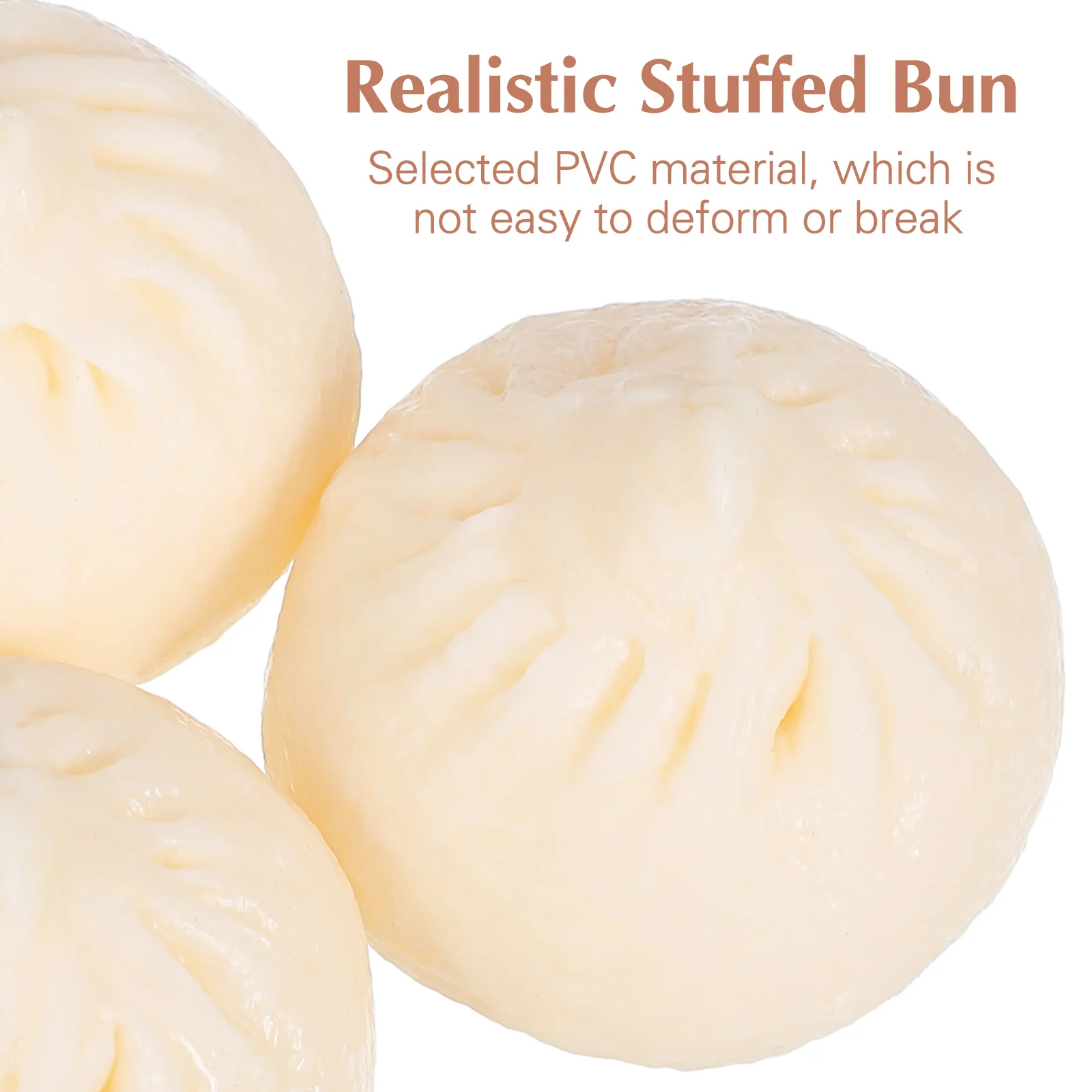 Simulation de petits pains cuits à la vapeur, 5 pièces, faux décor alimentaire, matériau PVC, couleur blanche, accessoires de photographie, affichage de Restaurant, jouet de cuisine
