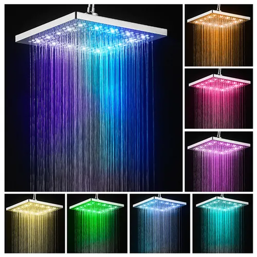 Imagen 2 del producto Cabezal de ducha con luz LED para baño, cabezal de ducha automático con Sensor de temperatura que cambia de 3 colores, filtro de ahorro de agua, cabezal rociador para Baño