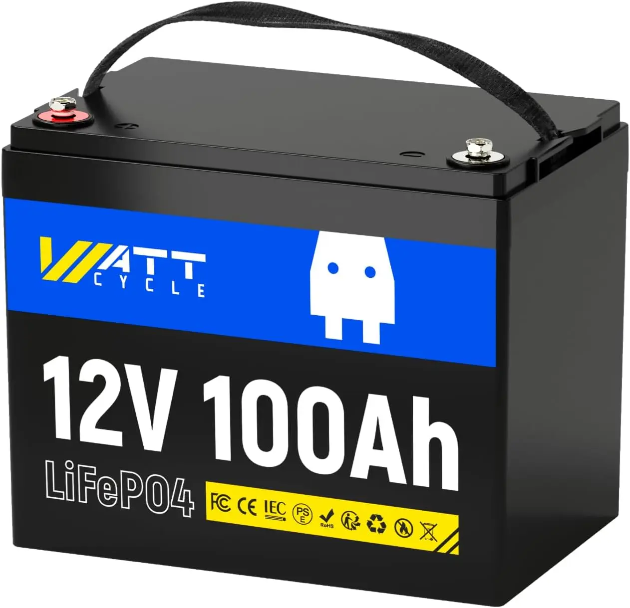 12V 100Ah LiFePO4 Lithium Battery BCI Group 24 15000 Cycles Built-in 100A BMS Low-Temperature Protection Ideal for RVs Golf Cart