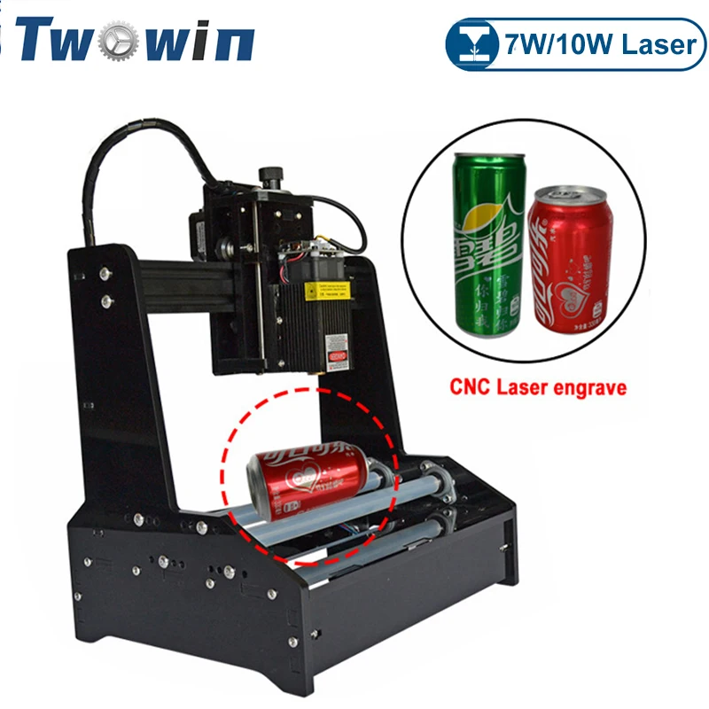 twowin 7w 10w laser pequena maquina de gravura cilindrica gravador metal aco inoxidavel automatico faca voce mesmo corte plotter roteador 01