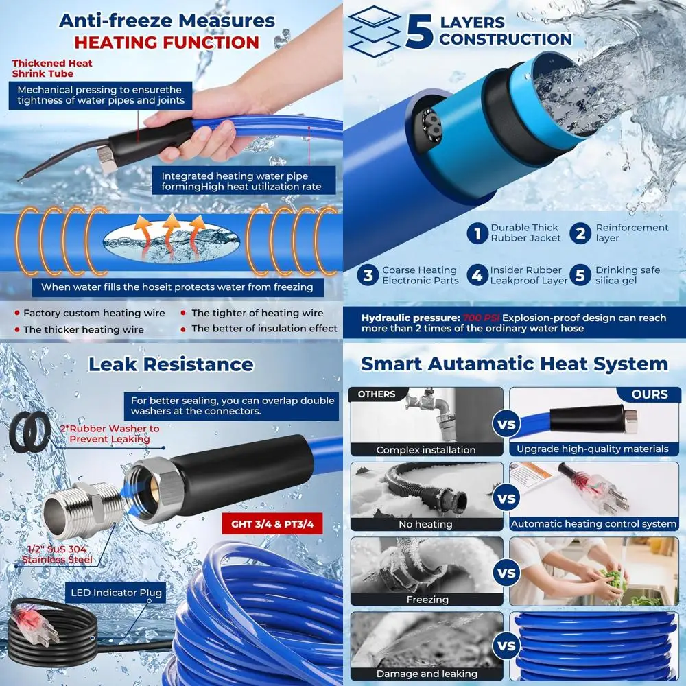 

Водяной шланг с подогревом 15 футов для антифриза RV -45, садовый шланг с электрическим подогревом, аксессуар для автофургона