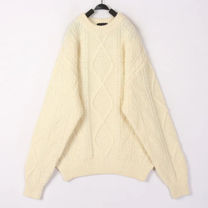 

Vintage Autumn Winter White 3D Crochet Wheat Dots Open Cardigan Sweater Women's Loose Fit Long Sleeve round Neck Knitwear
