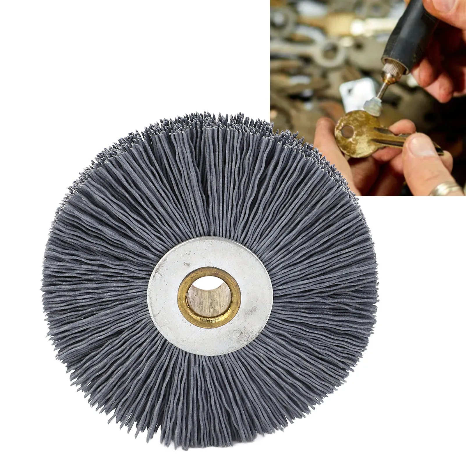 

Key Machine Brush 80x20x10mm Nylon and Stainless Steel Multifunctional Crimped Wire Wheel Brush