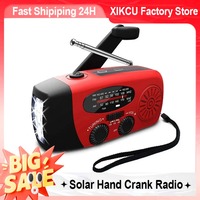 XIKCU FM AM WB Multifunctional Solar Hand Crank Radio NOAA Weather Radio 2000mAh USB Charging Emergency LED Flashlight Power Ban