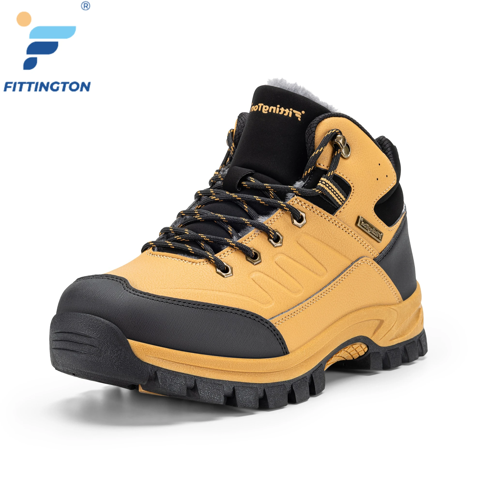 Fittington Men's Winter Boots Wide Toe Fleece Lined Warm Snow Boots Anti‑Slip Arch Support Mid‑Top Outdoor Hiking Shoes for Men