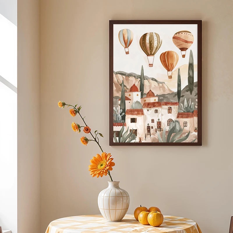 Cozy Turkey Tuscany  Amsterdam  Bali  Travel City Art Canvas Painting Print Warm Watercolor Poster Minimalist Room Home Decor