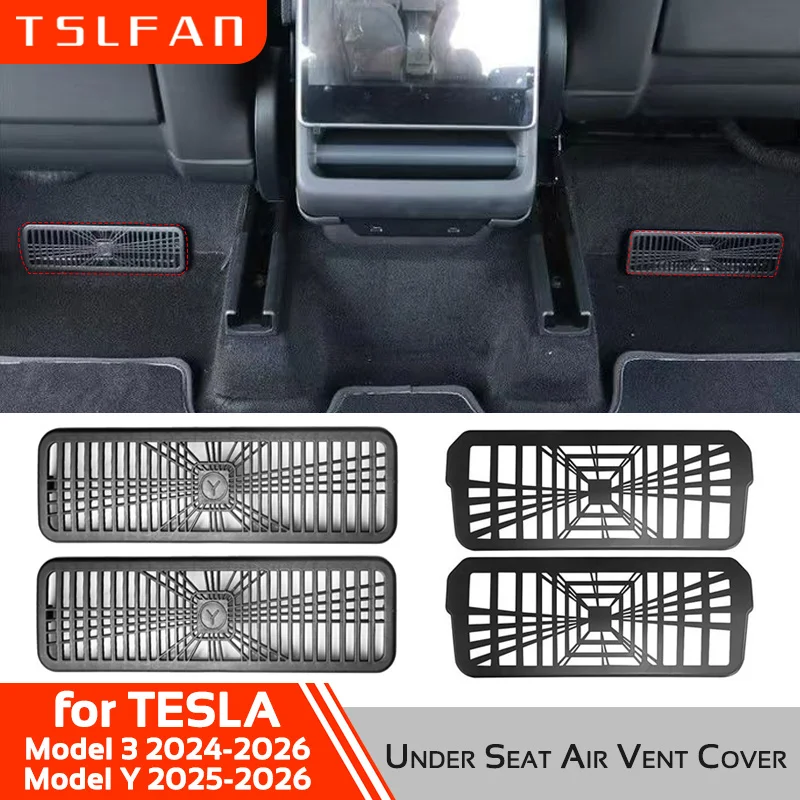 For Tesla Model 3 Highland Y Juniper 2025-2026 Under Seat Air Vent Protective Cover Protector Outlet Filter Clip Car Accessories