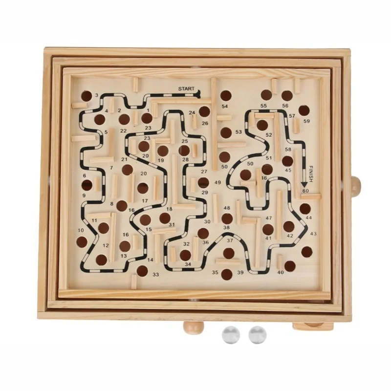 Wooden Ball Game Maze Educational Enhances CoordinationLabyrinth Puzzle Toy For Adults Kids