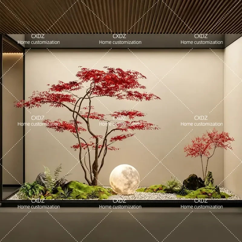 Artificial Maple Tree Red Leaves Simulation Green Plant Landscape Decoration Ornament for Living Room Office Home Decor