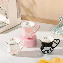 300ml Ceramic Cat Scratch Cup Mug Originality Cat's Paw Trace in Gold Ceramic Cup High Appearance Level Cup Teacup Couple Cup