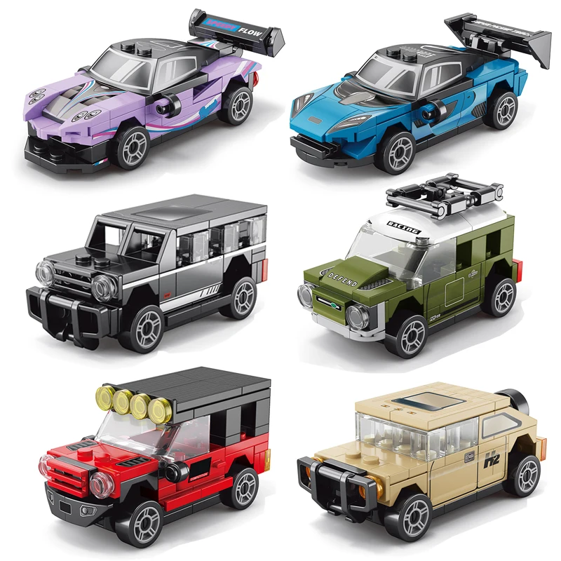 Mini Building Blocks Car Set DIY Assembly Sports Car Off-road SUV Model Racing Car Educational Construction Bricks Toys for Kids