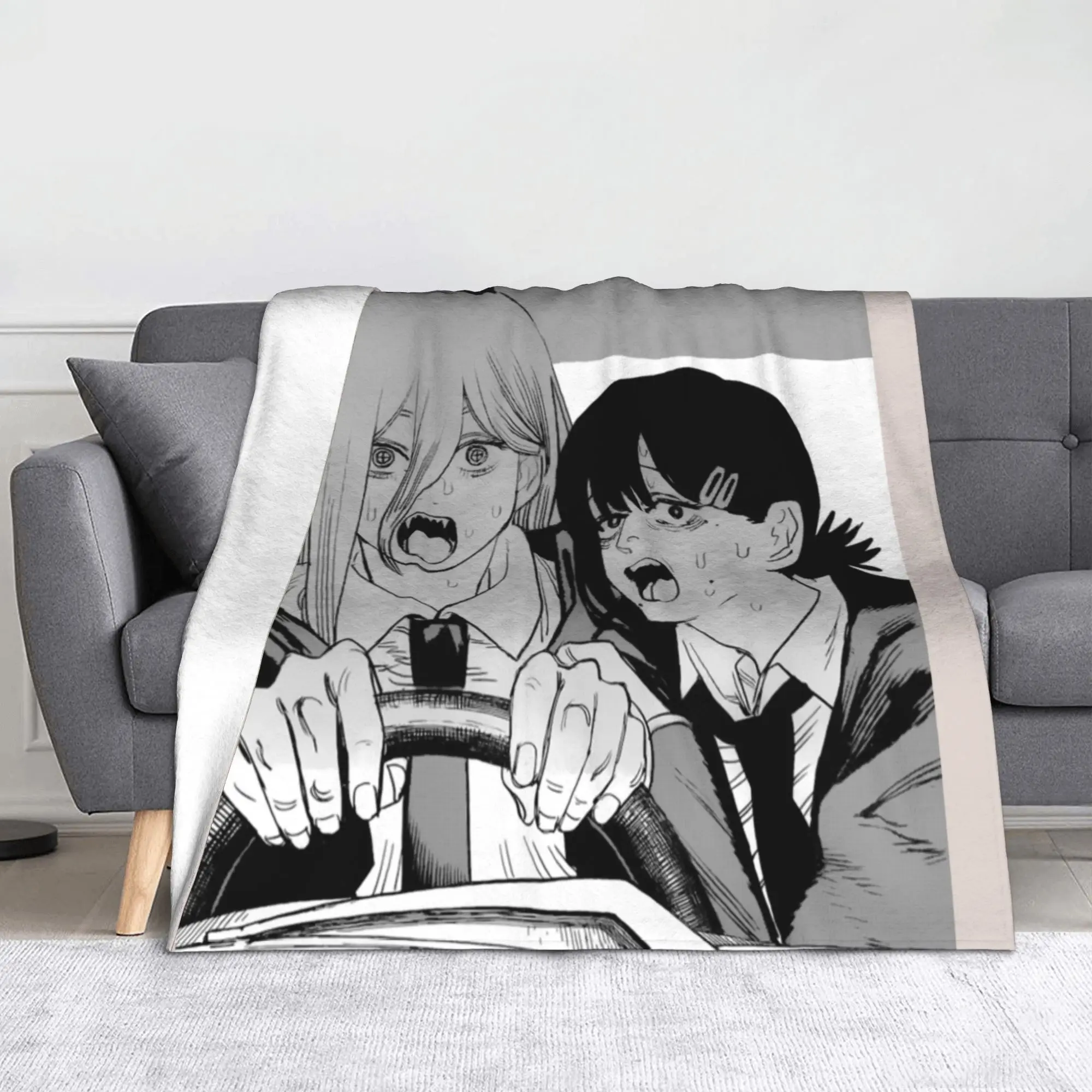 

Одеяло Chainsaw Man Power and Kobeni, коралловое флисовое плюшевое всесезонное аниме, манга, теплые пледы для кровати, автомобиля, постельные принадлежности, пледы