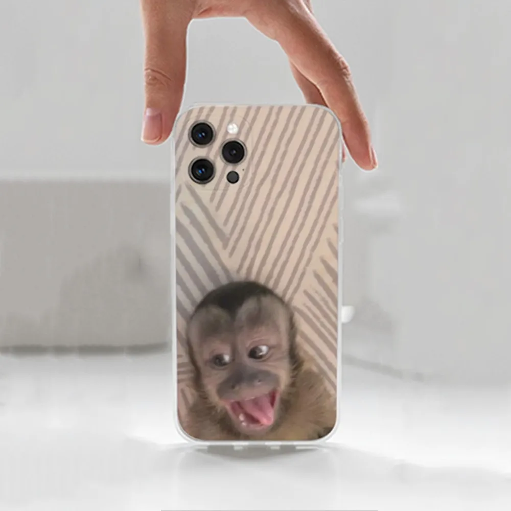 Cute Funny Monkey Phone Case For iPhone 16,15,14,13,12,11 Plus,Pro,Max,XR,XS,X,7,8 Plus,SE,Mini,Transparent,Silicone Case