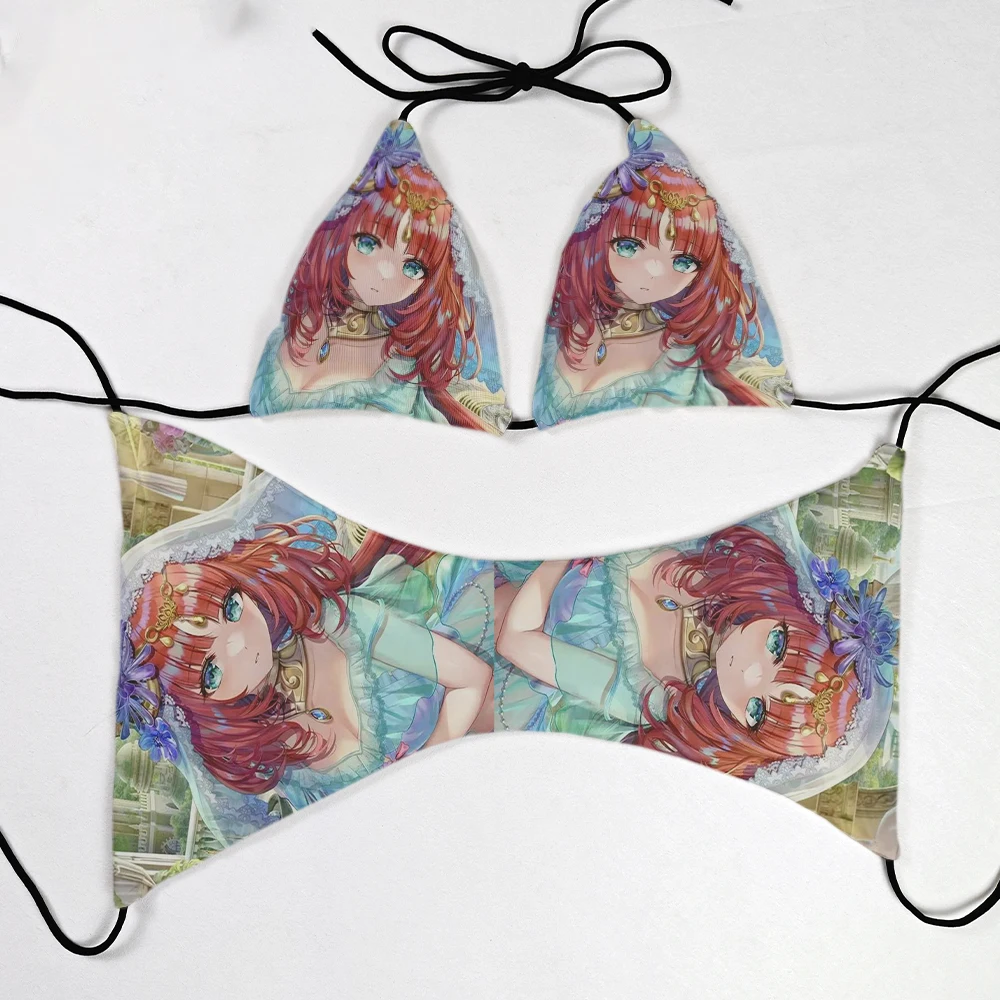 Japanese anime girl bikini 3D printing fashion trend cute beachwear with chest pad cruise ship travel Vacation leisure cosplay