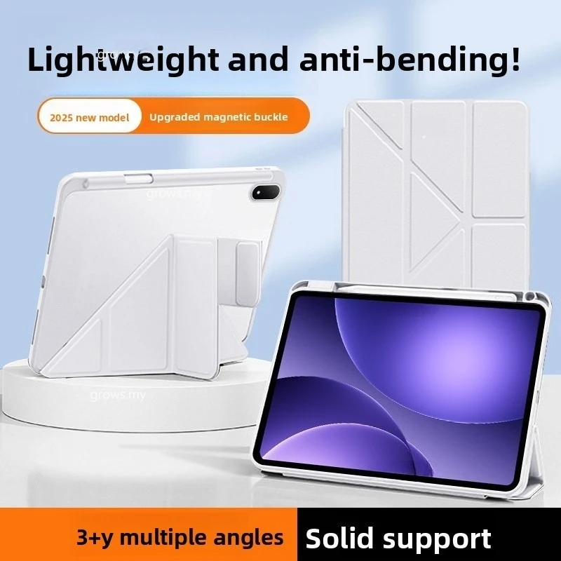 Foldable Acrylic Transparent Tablet Case for OPPO Pad 5 12.1 2025 12.1 inch with Pencil Holder Stand Case