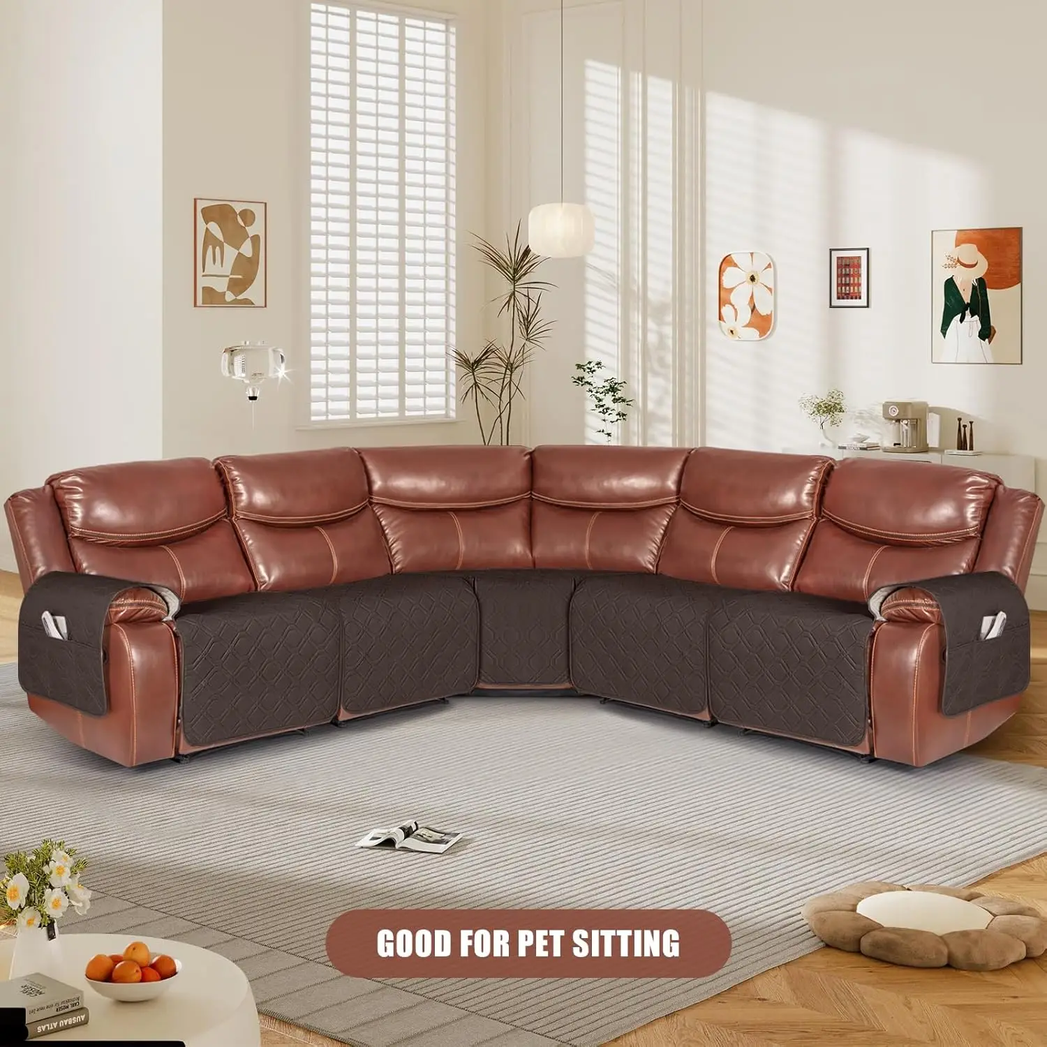 Extra Large Reclining Sectional Couch Covers, Waterproof 5-Piece Sofa Covers for L Shape Sectional Sofa Corner Seater Washable S