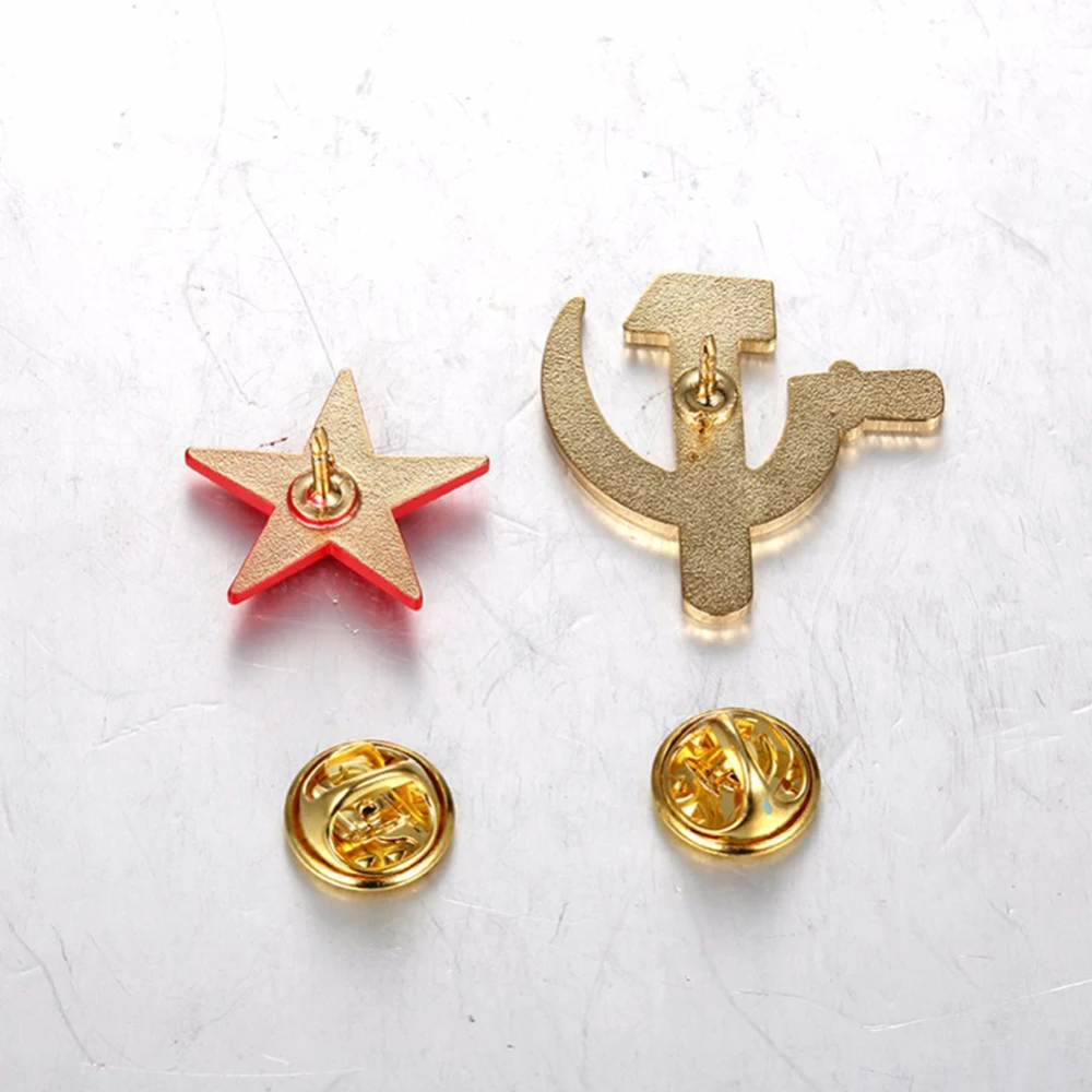Russian Soviet RKKA Red Army Red Star Cockade Brass Enamel USSR hat insignia Pin Badge