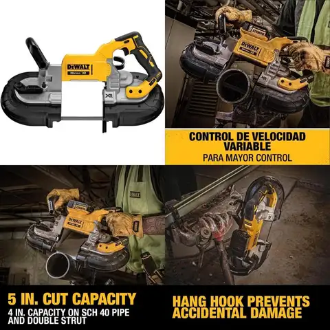 Portable 20V MAX Band Saw with 5-Inch Cutting Capacity, Integrated Hang Hooks, Ideal for Deep Cuts, Bare Tool Only