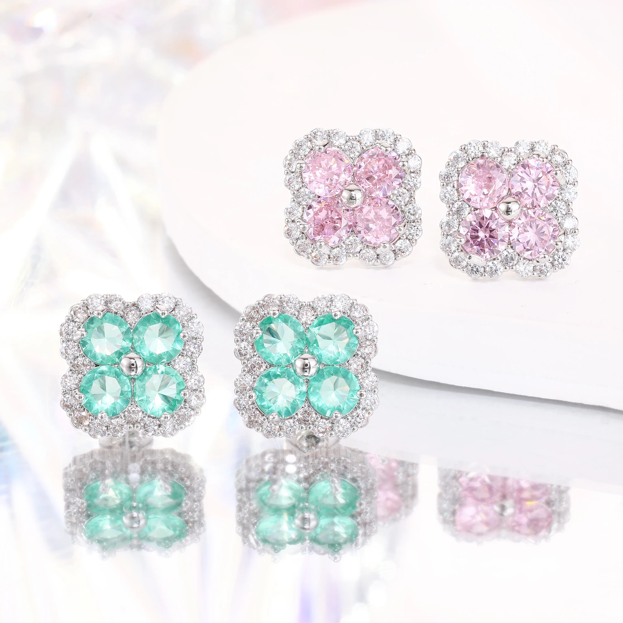 

Fashion Zirconia Earrings Four Leaf Clover Shape For Women's Jewelry