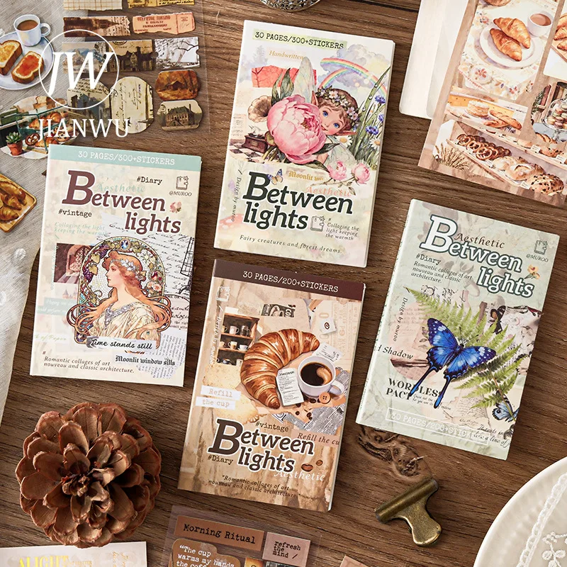 JIANWU Vintage Elf Flower Character Bread Landscape Material Collage Scrapbooking Sticker Creative DIY Journal Stationery