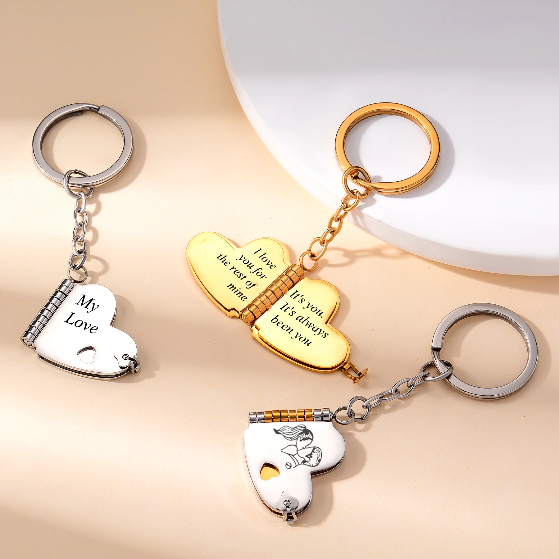 

Персонализированные индивидуальные сообщения, кулон из нержавеющей стали в форме сердца, книга, брелок для ключей, ювелирные изделия для детей, жены, мамы, друзей, подарок