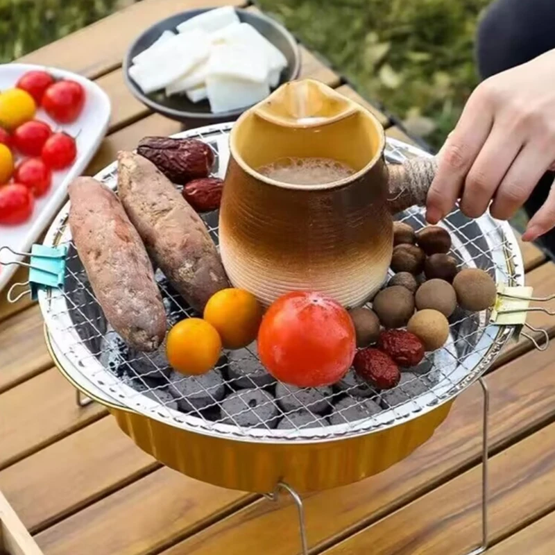 

disposable Garden Stove Cooking Grill Round Fire Stove Household Barbecue Grill Outdoor Camping Portable Cookware Pan Bbq Grill
