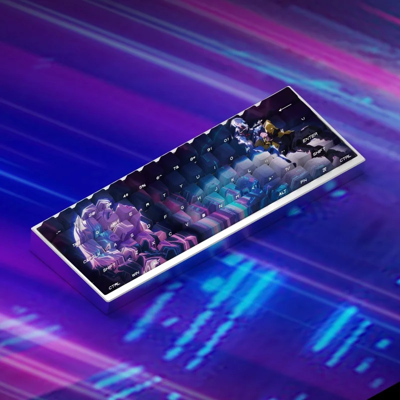 Lucy Theme Keycaps 130 Keys Side Engraved Light-Transmitting Pbt Material Thermal Sublimation Process Mechanical Keyboard Keycap