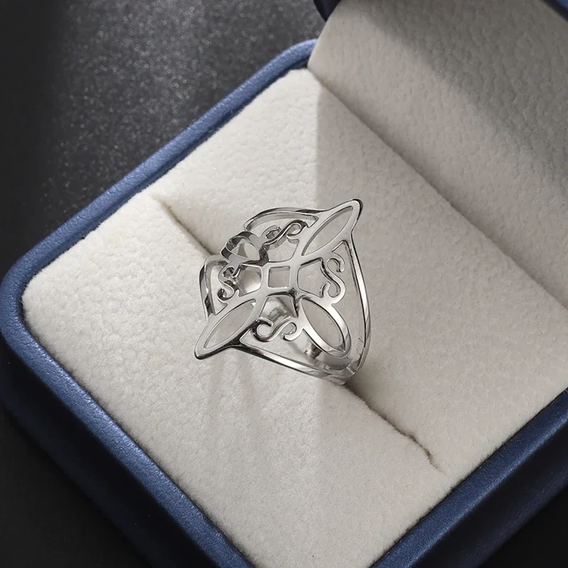 Women\\\\'s Witch Knot Ring Stainless Steel Celtic Quarter Witchcraft Geometric Witch Knot Ring Witchcraft Amulet Jewelry Gift image 5