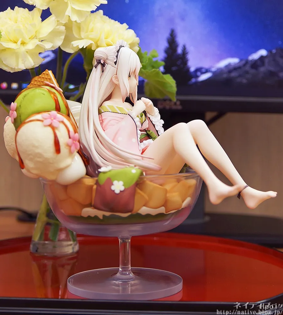 Anime White Jade Figure Ice Cream Wine Glass Shape Kimono Ver Model Toy Gift Collection Action Figure PVC Desktop Case Ornament