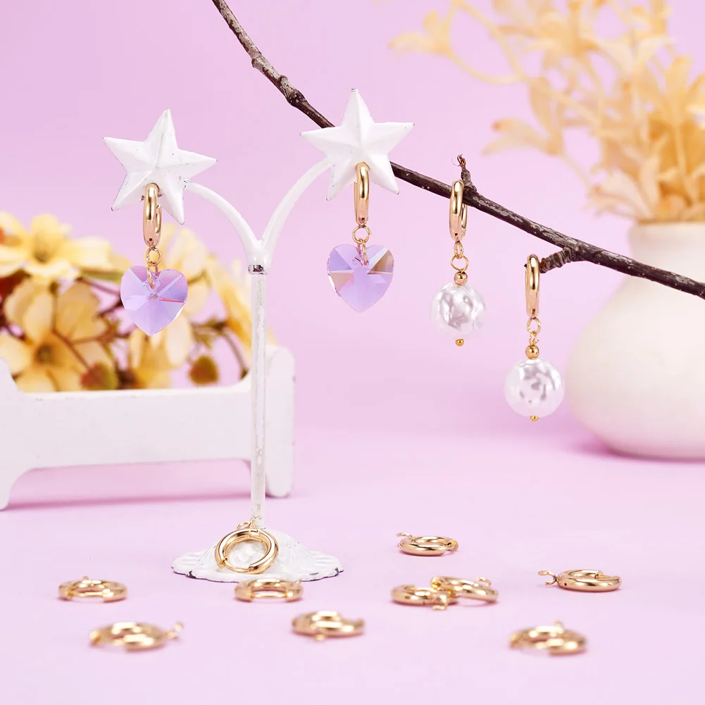 10pcs 201 Stainless Steel Huggie Earring Hooks Round Ear Post with Loop for Hoop Earrings DIY Jewelry Making Accessories view 4