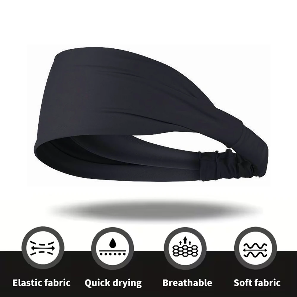 Quick Dry Breathable Sweat Wicking Headband Elastic Sports Hair Wrap Men Running Gym Exercise Sweatband