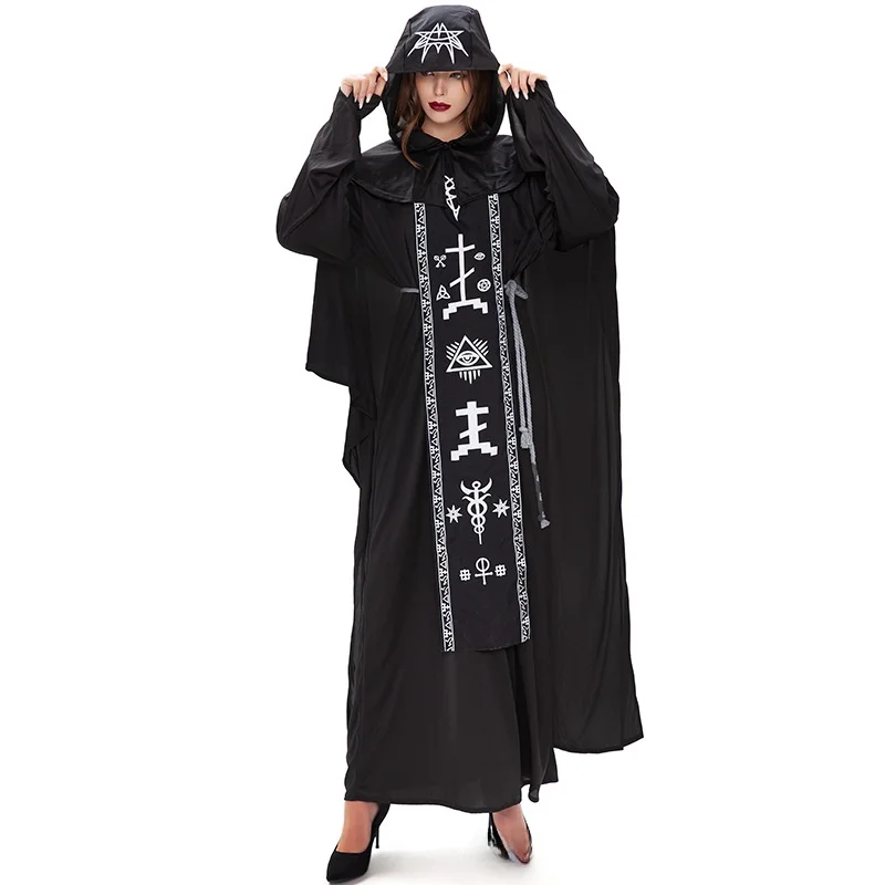 زي تنكري للبالغين لعيد الهالوين على شكل عباءة ساحر، زي مصاص دماء للعروض المسرحية، ملابس حفلات بثيمة سحرية للأزواج