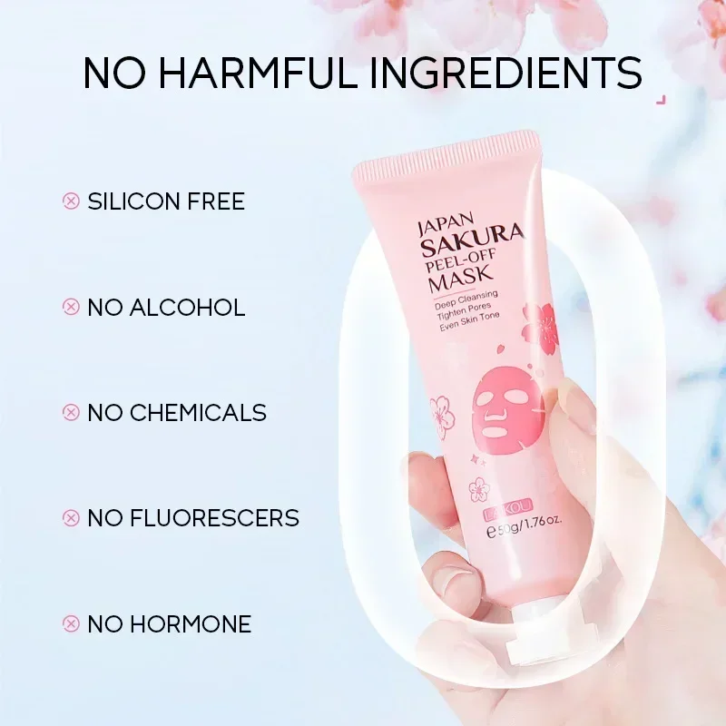 LAIKOU Cherry Blossom Peel Off Mask ,Hydrating & Deep Cleansing Brightening Face Mask for Blackhead Removal and Pore Minimizing