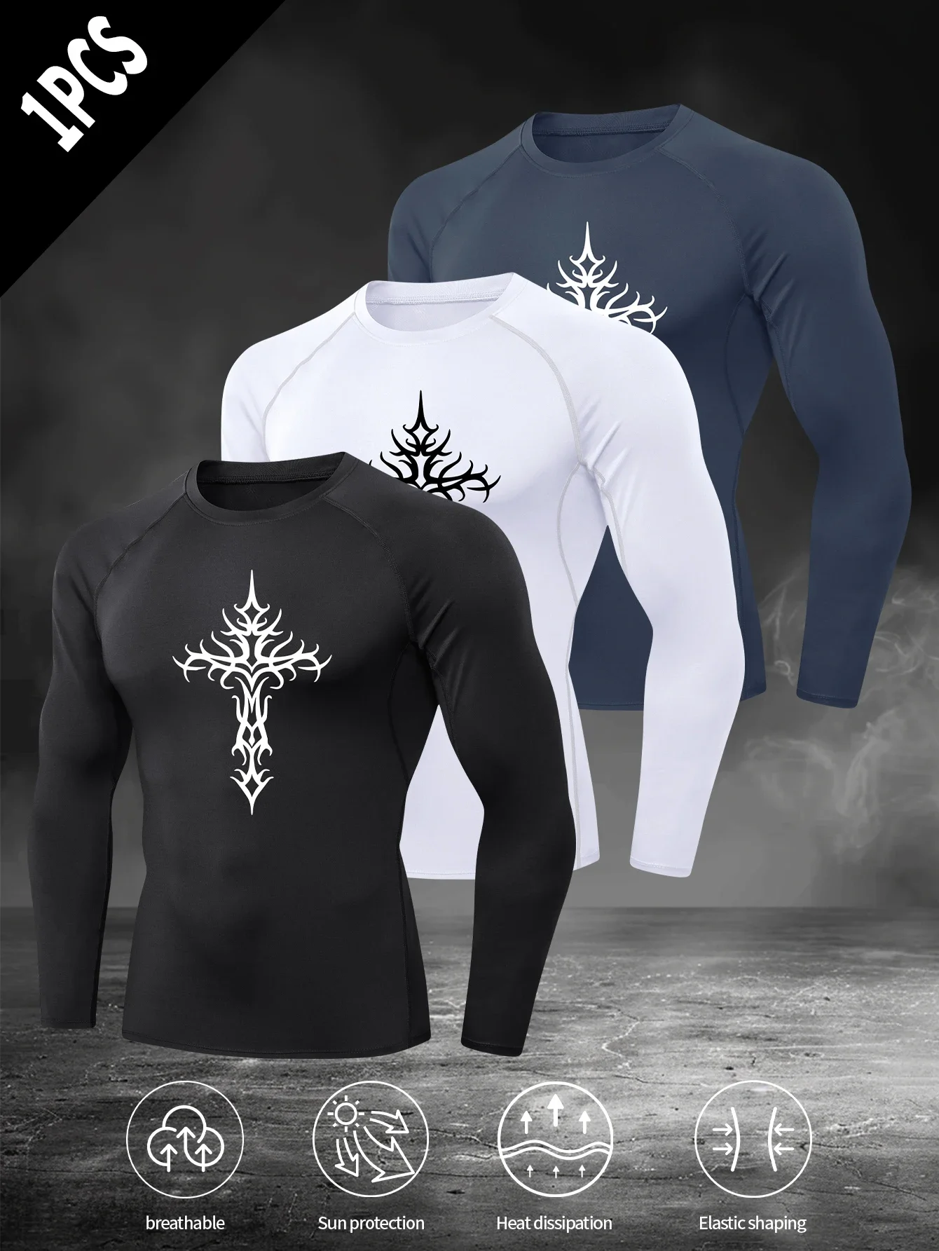 

3PCS,Men's workout clothes quick-drying sportswear