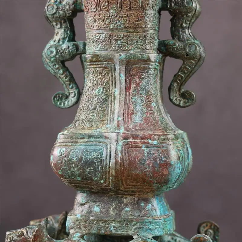 Bronze Vessel Wine Jar Spring And Autumn Dragon Ear Square Pot Henan Provincial Museum Collection Copper Xiangde M