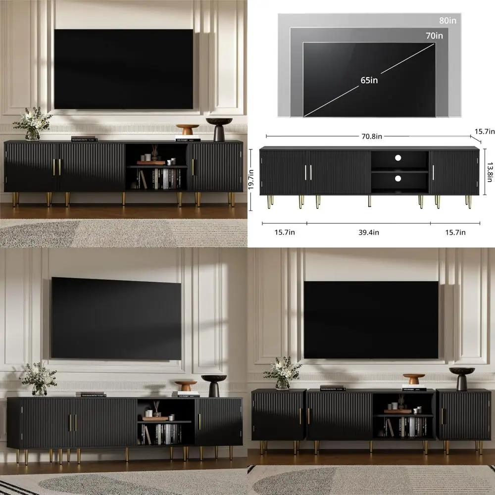 Centro de entretenimiento moderno para televisores de 50-80 pulgadas, soporte para TV con almacenamiento multimedia para televisores grandes