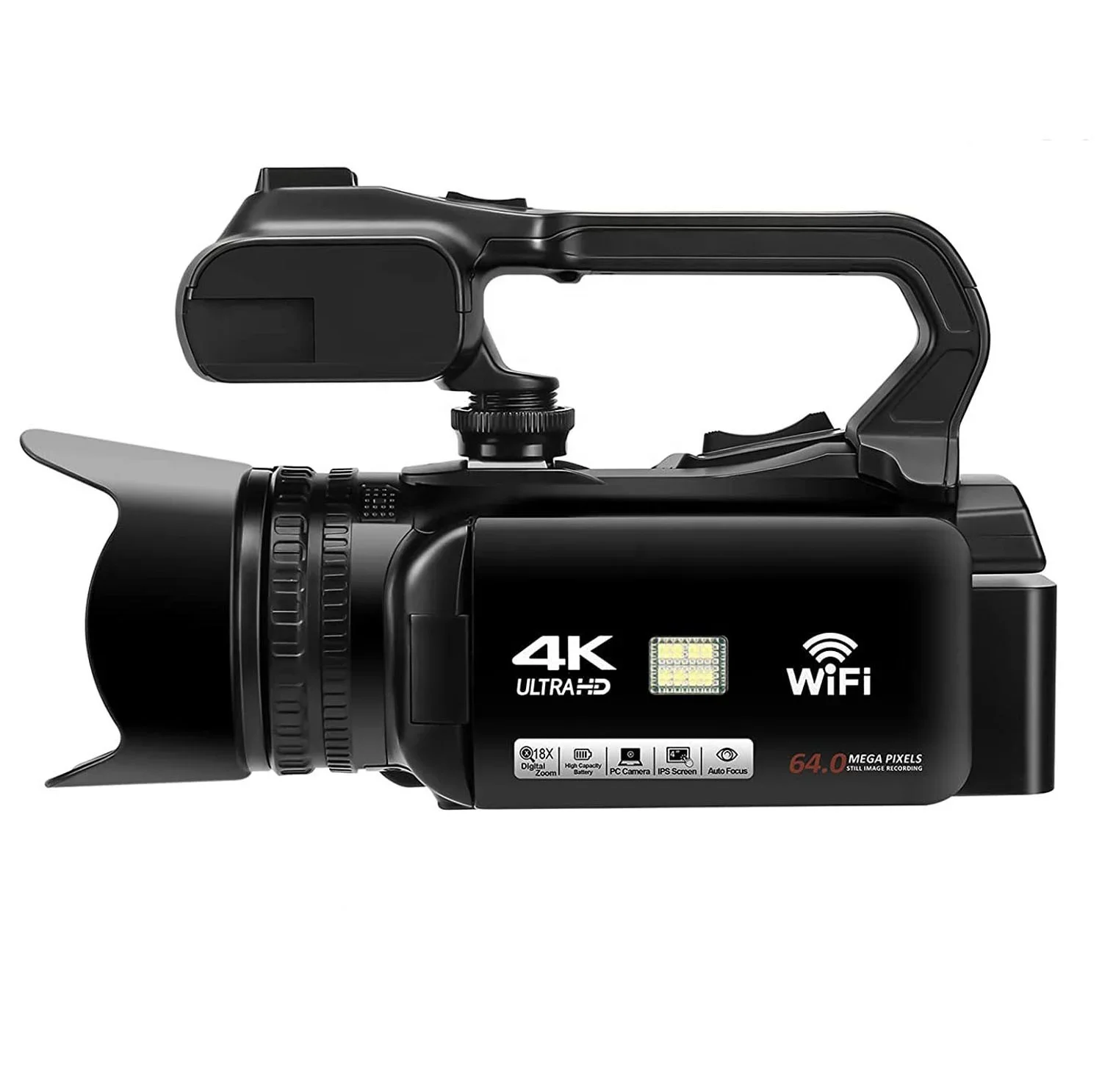 

HD WIFI 4K Video 64MP Camcorder 18X Digital Zoom for YouTube Live Streaming Vlogging