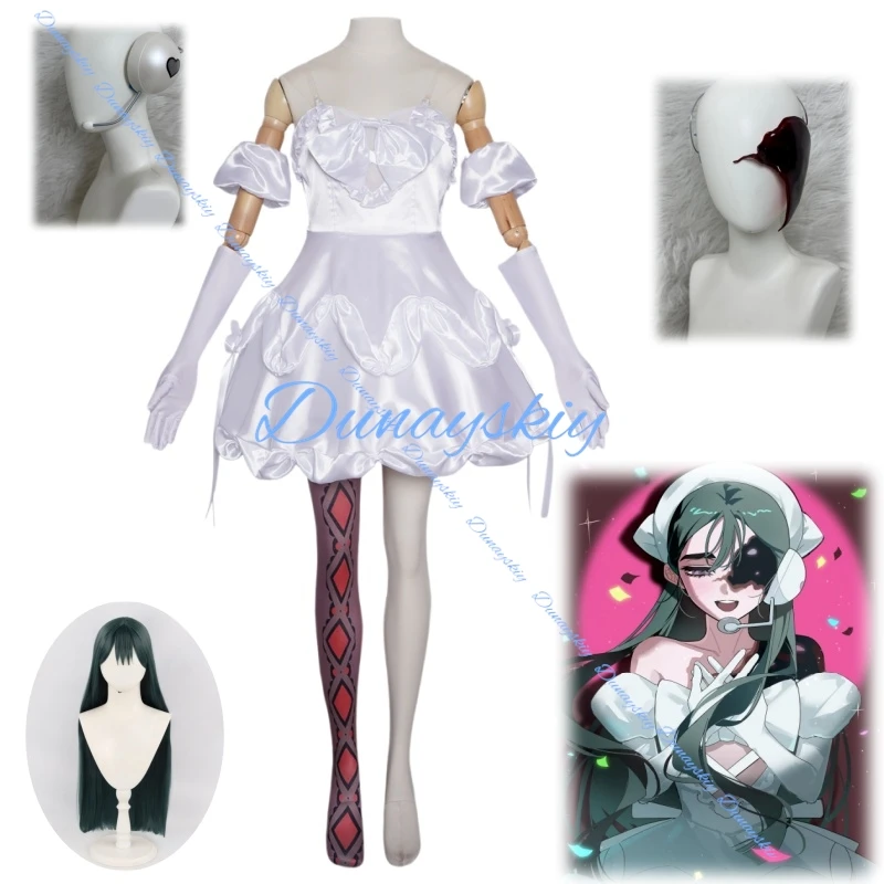 Disfraz de cosplay de Zombie Stage Sua, peluca, máscara, auriculares, vestido, conjunto, medias, pañuelo para la cabeza, guantes, disfraz de alienígena para el escenario, fiesta de Halloween, carnaval.