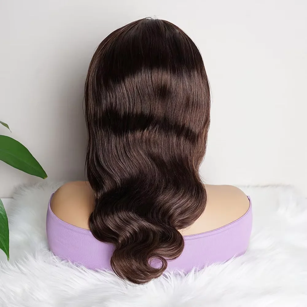 

Dark Brown Color 4x4 Lace Closure Wig & 4x1 Part Lace Human Hair Wigs For Women #2 Brazilian Brown Wig 220% Density