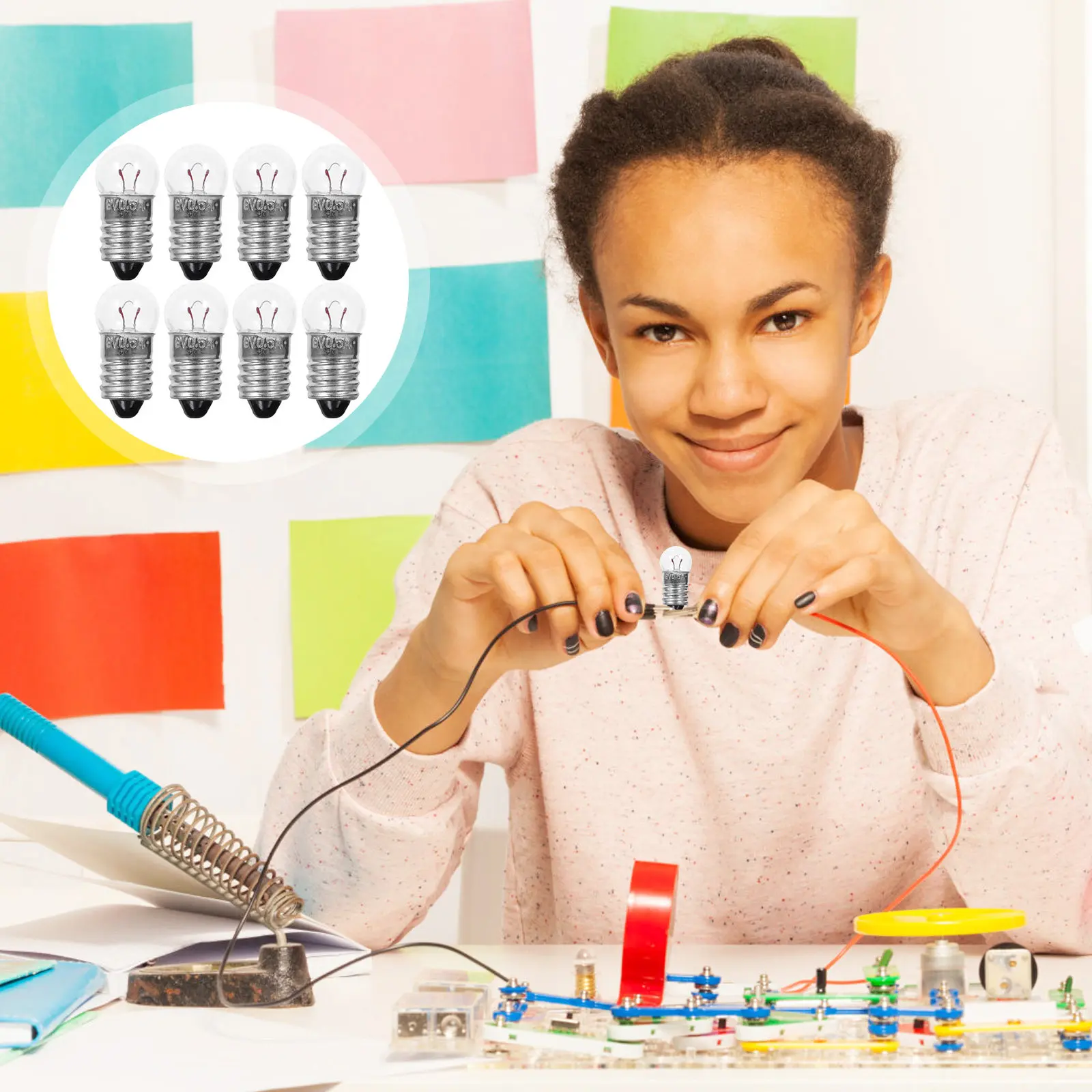 

50Pcs Tiny Light Bulb 6V Mini Round Bulbs Ideal for School Physics Electrical Experiment Science Kits Tiny Light Bulb