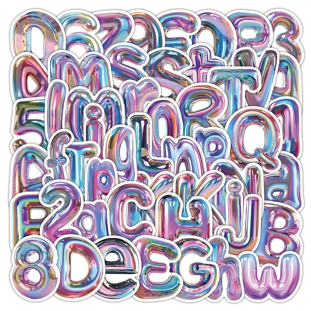 63 Sheets 3D Holographic Letter & Digit Stickers - Colorful Glittery Labels for Notebook Phone Case & DIY Peel Joy Sticker Store
