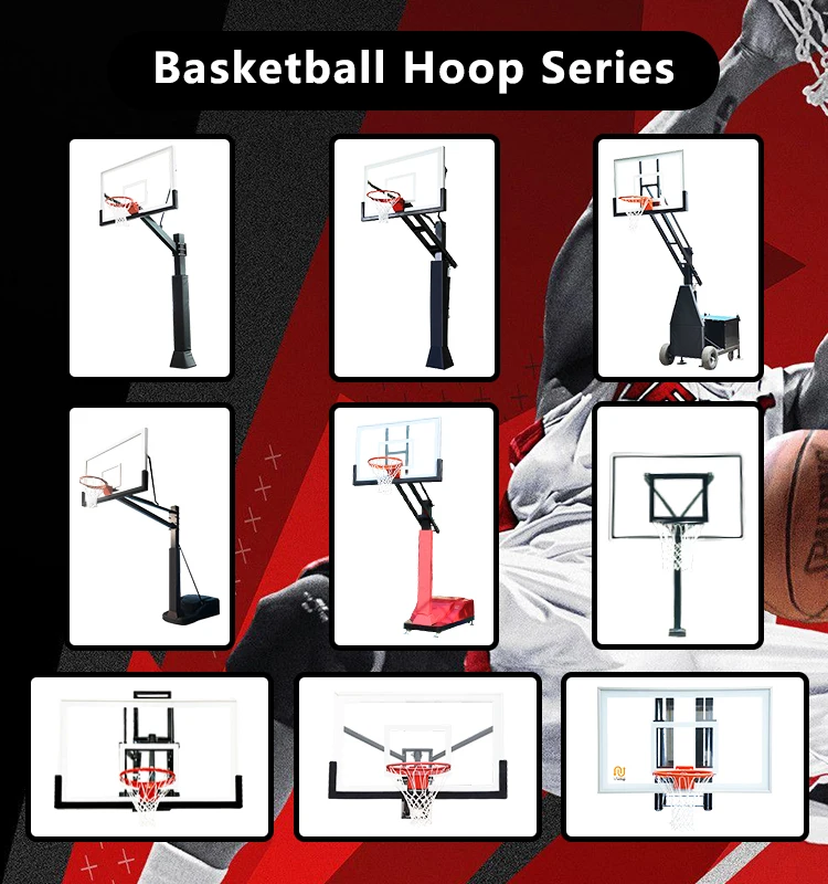 Fornecimento de fábrica em equipamento de treinamento à terra cesta de basquete de vidro temperado com suporte para uso interno e externo de competição