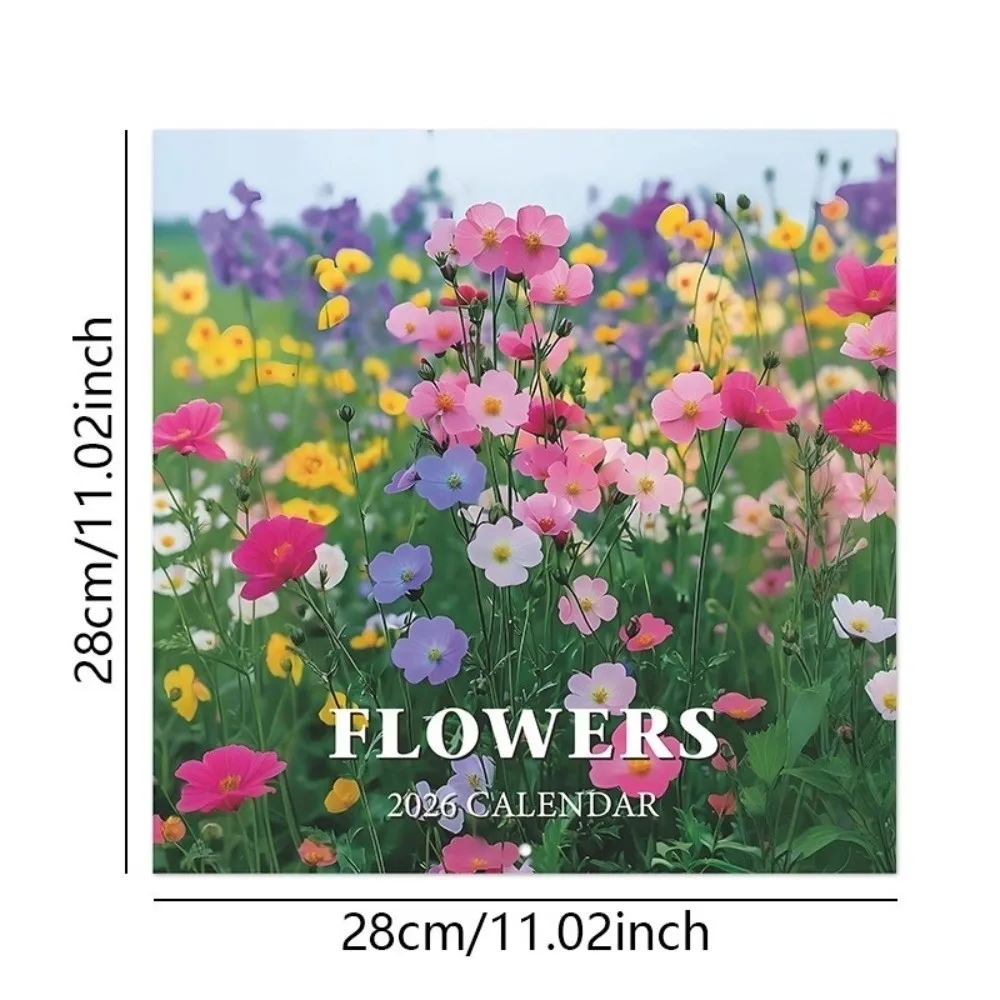 Calendrier mural sur le thème des fleurs de 12 mois, papier épais, Design Floral décoratif, calendrier mural suspendu, scènes de maison, 2026