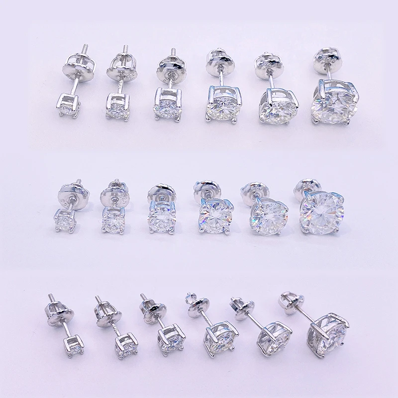 Joyce jelly 1/2-2ct Moissan ite Schrauben zurück Ohr stecker klassische vier Zinken Ohrringe S925 Sterling Silber Luxus schmuck für Frauen – Detail 6