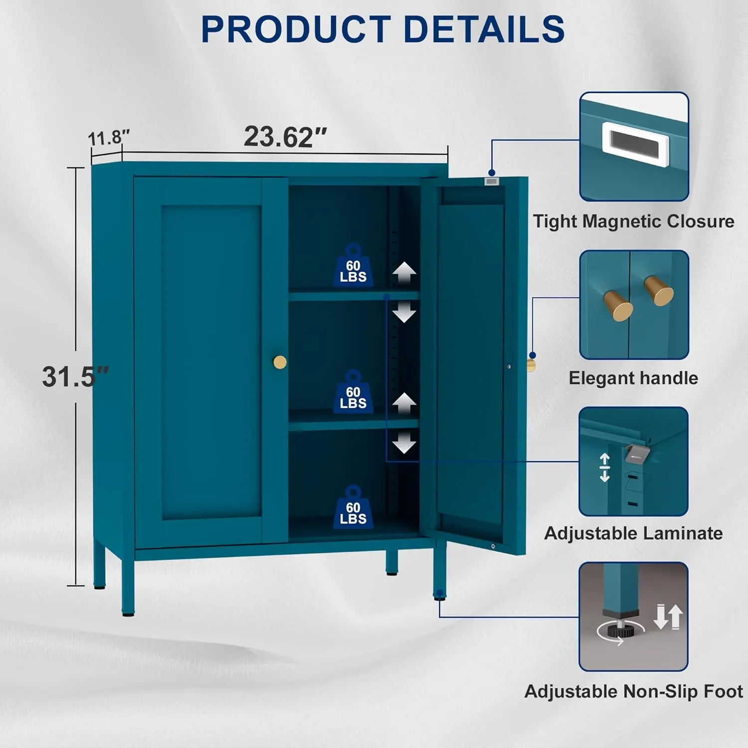 

Coffee Bar Cabinet, Metal Sideboard Buffet Cabinet,Metal Storage Cabinet With 2 Doors And Adjustable Shelves For Kitche, Living