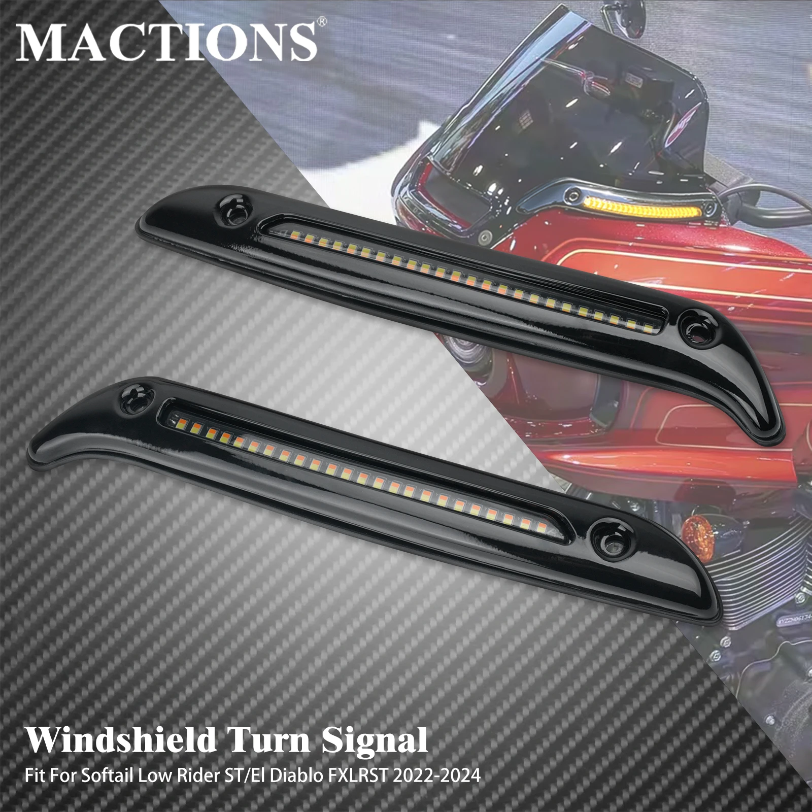 

Motorcycle Windshield Turn Signal LED Running Lights For Harley Softail Low Rider El Diablo FXRST 2022 Low Rider ST FXLRST 22-24
