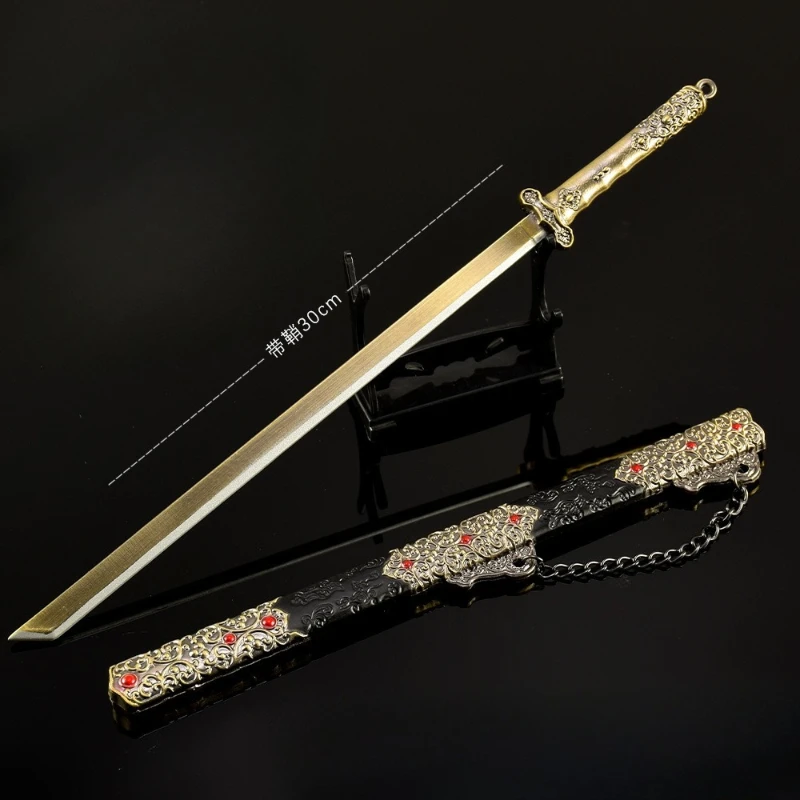 30cm/11.81in china animação arma periférica modelo espada geral tang faca com bainha brinquedo espada metal artesanato ornamento presente
