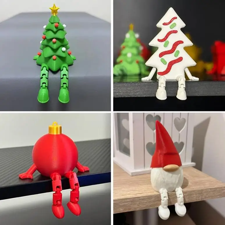 3D Printed Christmas Ball Christmas Tree Ornament With Movable Joint Christmas Decorations Festive Tabletop Display Statue