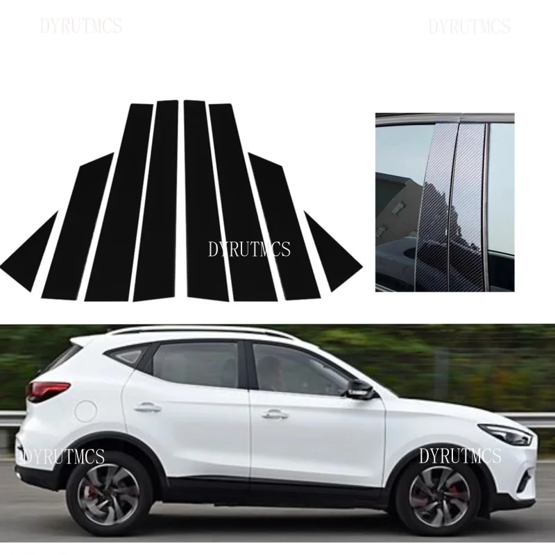 

Fit For MG ZS ZX ZST Astor 2018 2019 2020 2021 2022 2023 8Pcs Silver Carbon Gloss Black Pillar Posts Door Trim Window Cover