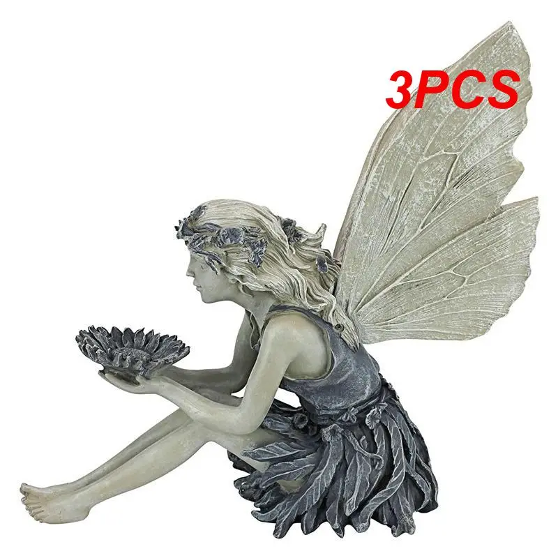 

3PCS Wonderland Flower Fairy Statue Garden Decoration Angel Sitting Angel Girl Ornament A4z5 Deco Resin Figurines Outdoor Wing S